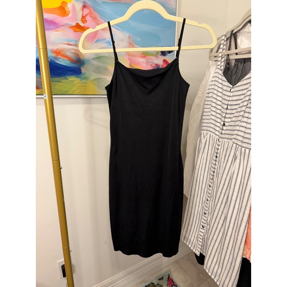 Vanity Fair Black Full Slip Dress Adjustable Straps Nylon Spandex 10345 Medium